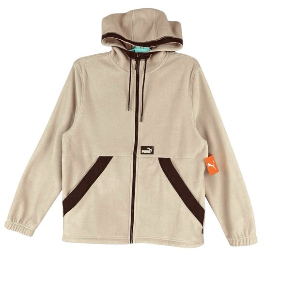 Puma Men's Oak Polar Fleece Hooded Jacket Size M Full Zip Drawstring NWT $110.00 - Picture 1 of 14
